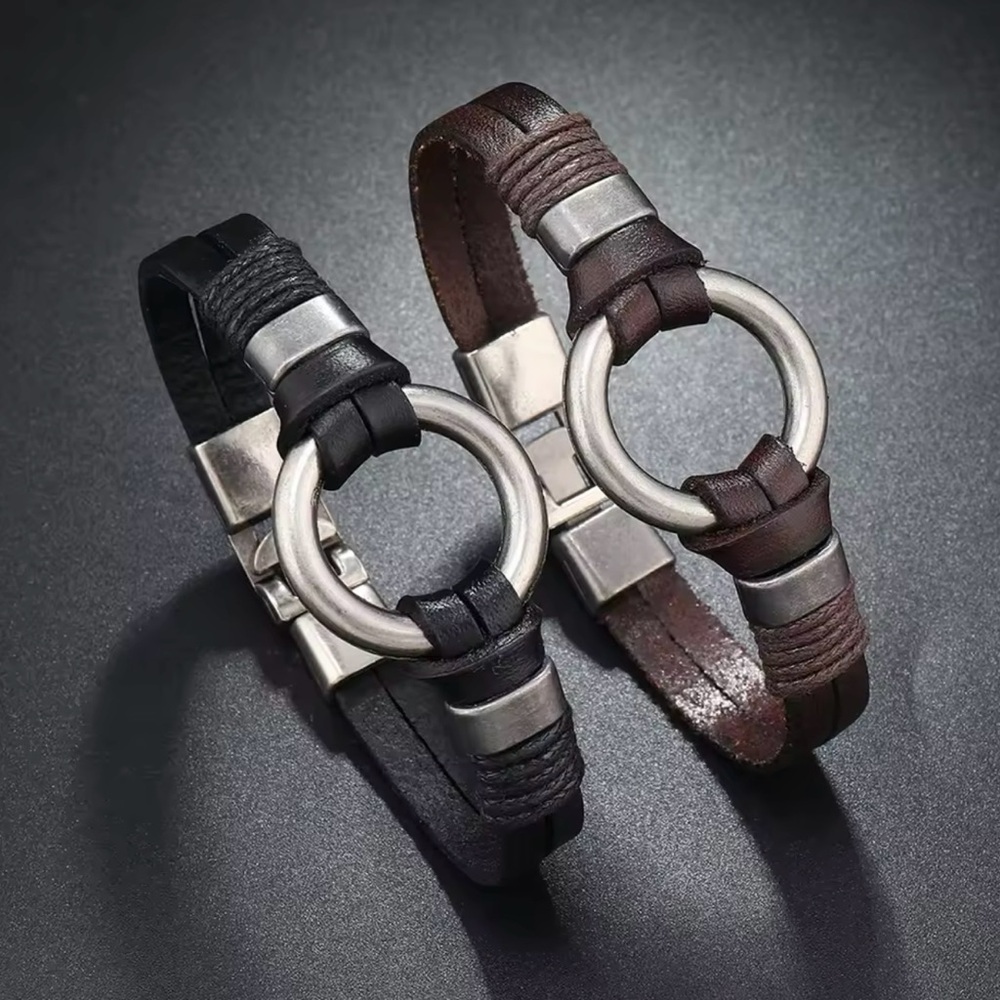 Men’s Genuine Leather Bracelet for Men 8”